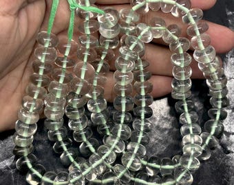 Green Amethyst Rondelle Beads Smooth Polished 16 Inch Strand Gemstone Jewelry