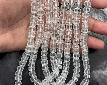 Crystal Quartz Rondelle Beads: AAA Quartz Hand Faceted Gemstone 13"Strand