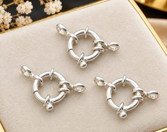 925 Sterling Silver Ring Loop Sailor Spring Clasp (12mm) Bracelet Necklace Connector Jumbo Hook