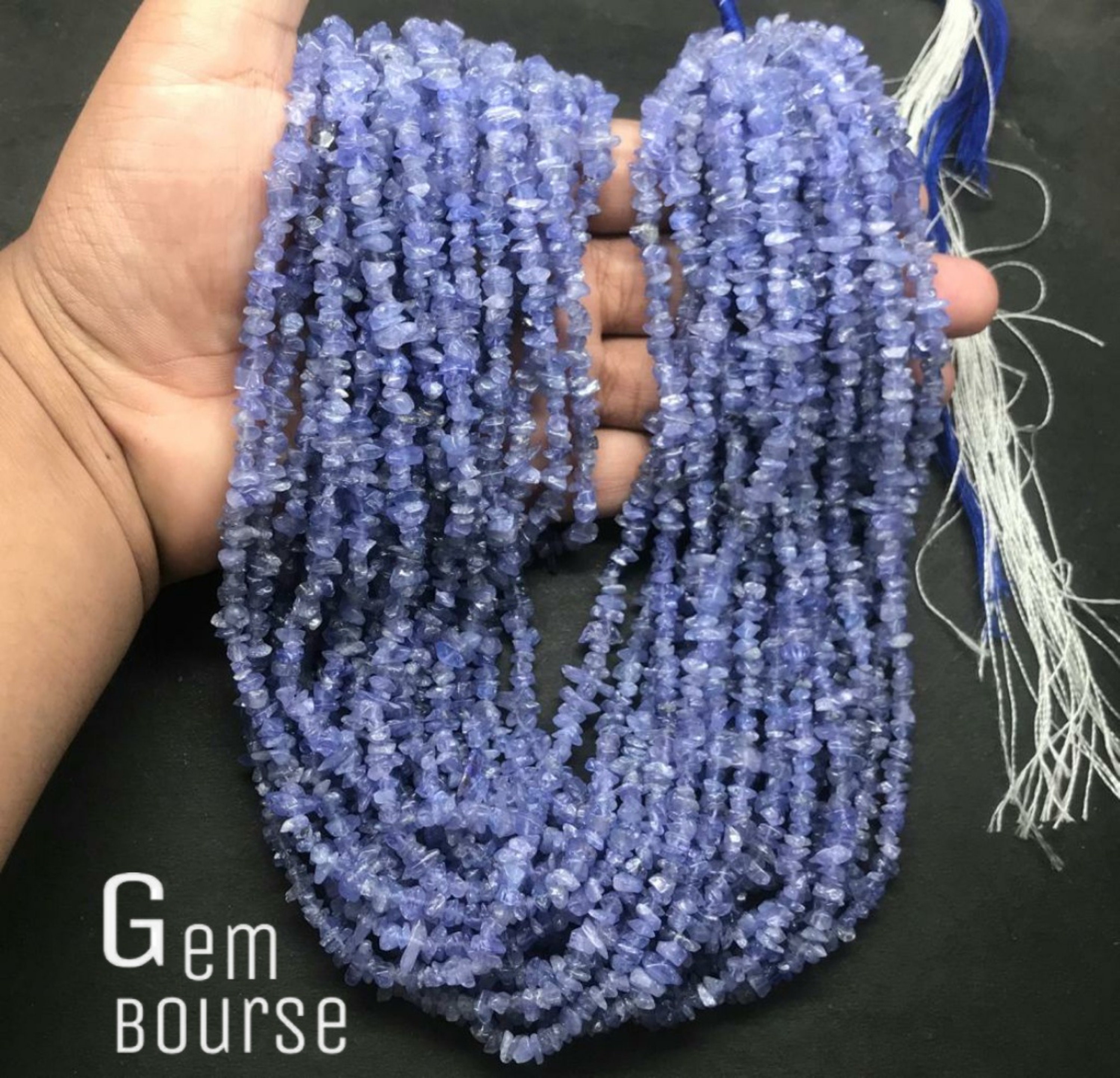 Natural Tanzanite chip / Uncut drill Smooth bead AAA+ Quality Full strand chip Tanzanite bead 34 Inches for jewelry making | wholesale rate