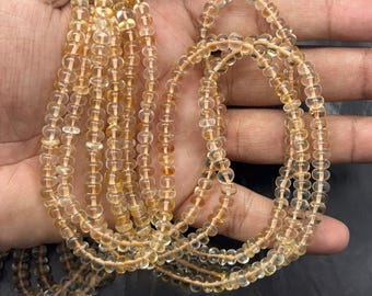Natural Citrine Rondelle Beads Smooth Polish 4,5 mm 16" Strand Gemstone