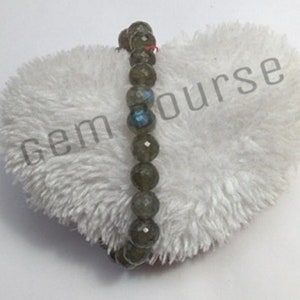 Labradorite bracelet round beads AAA+ quality hand faceted 18 cm 8 mm beads