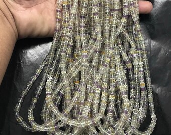Multi Color Gemstone Beads, Smooth Heishi Disco Quartz Tyre Wheels Strand ( 16 Inch) Gemstone