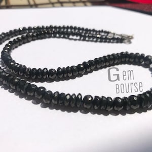 Elite Shungite Necklace  Hand Faceted rondelle NobleShungite Russian Noble Elite shungite 925 Sterling silver necklace 18inches Gift of All