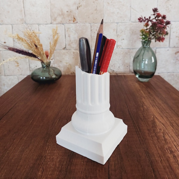 Porte-stylo de colonne romaine de ruine antique, pot de colonne grecque de fleur artificielle, porte-pinceau de stylo de colonne de Colisée imprimé en 3D