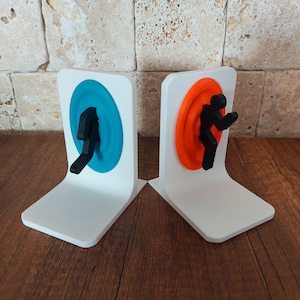 Portal Inspired Stickman Bookend | Stickman Passing Through The Portal Library Decor | Bookshelf Decoration Bookend