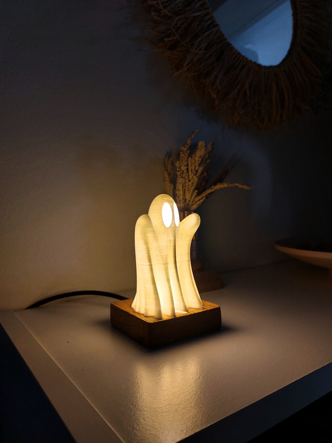 Ghost Bubble Bath Lamp - Cute LED Ghost Night Light With Floating Bubbles, Battery Powered, Color Changing Light For Halloween Decor Or Gift