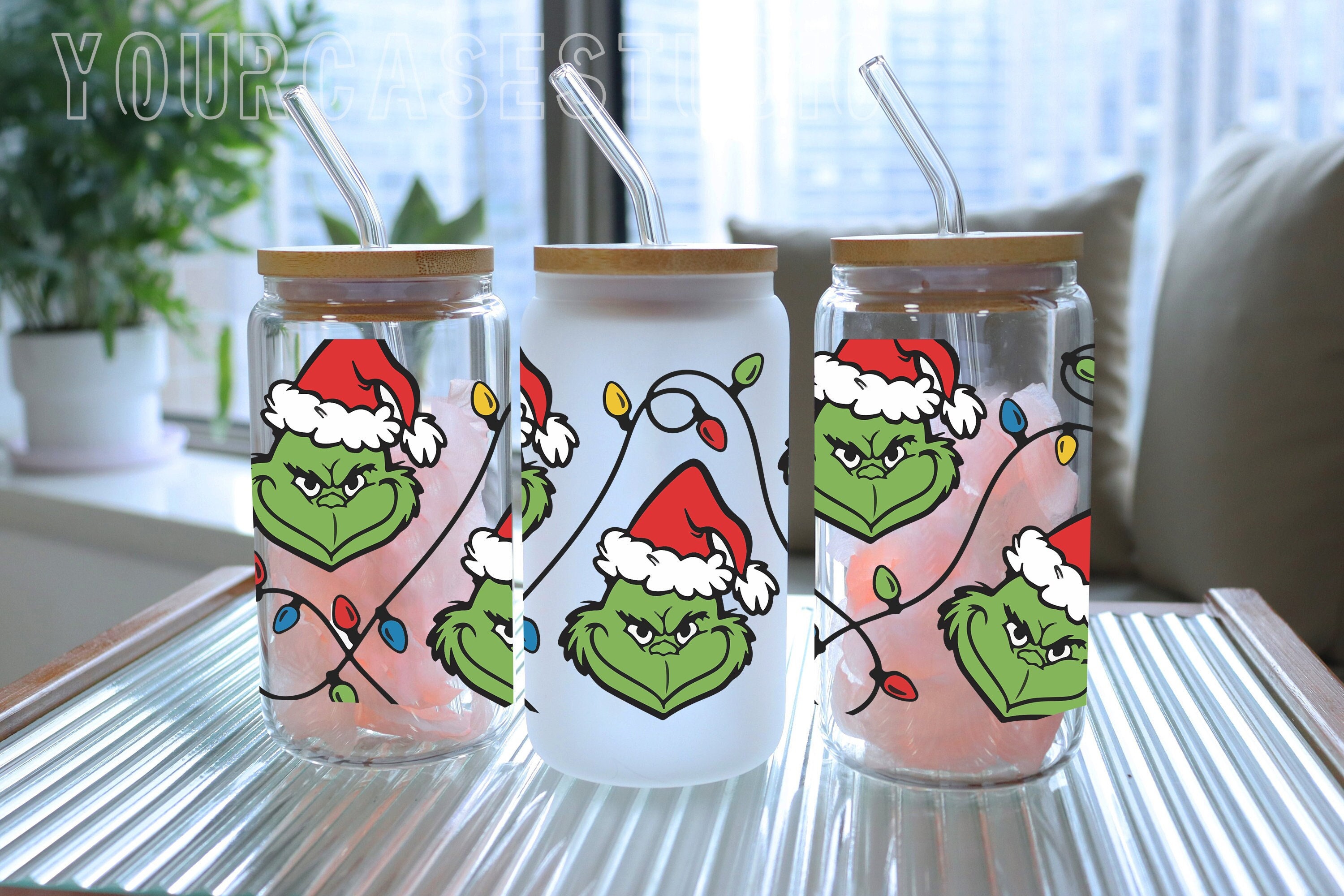 Christmas Grinch 16oz Libbey glass cup Tumbler – Hippo Boutique