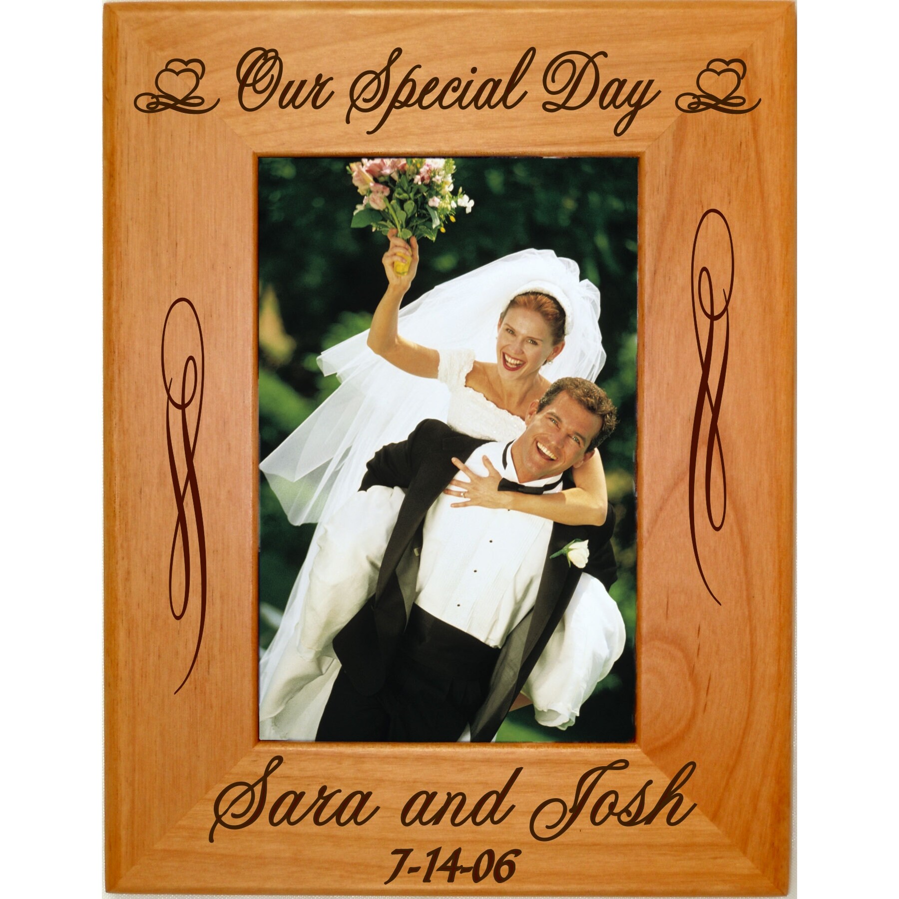Personalized Wedding Wood Picture Frame Custom Engraved Etsy
