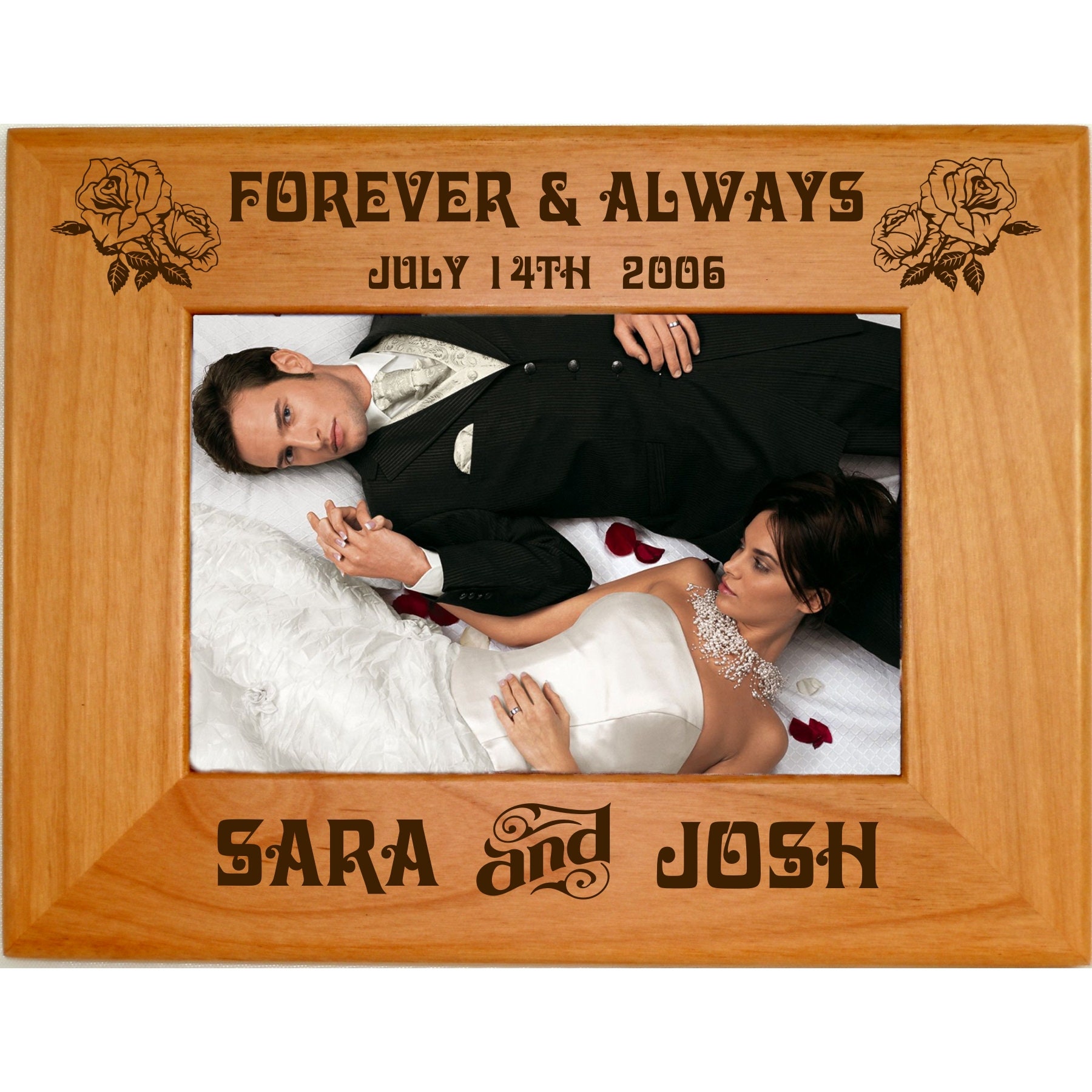 Personalized Wedding Wood Picture Frame Custom Engraved Etsy