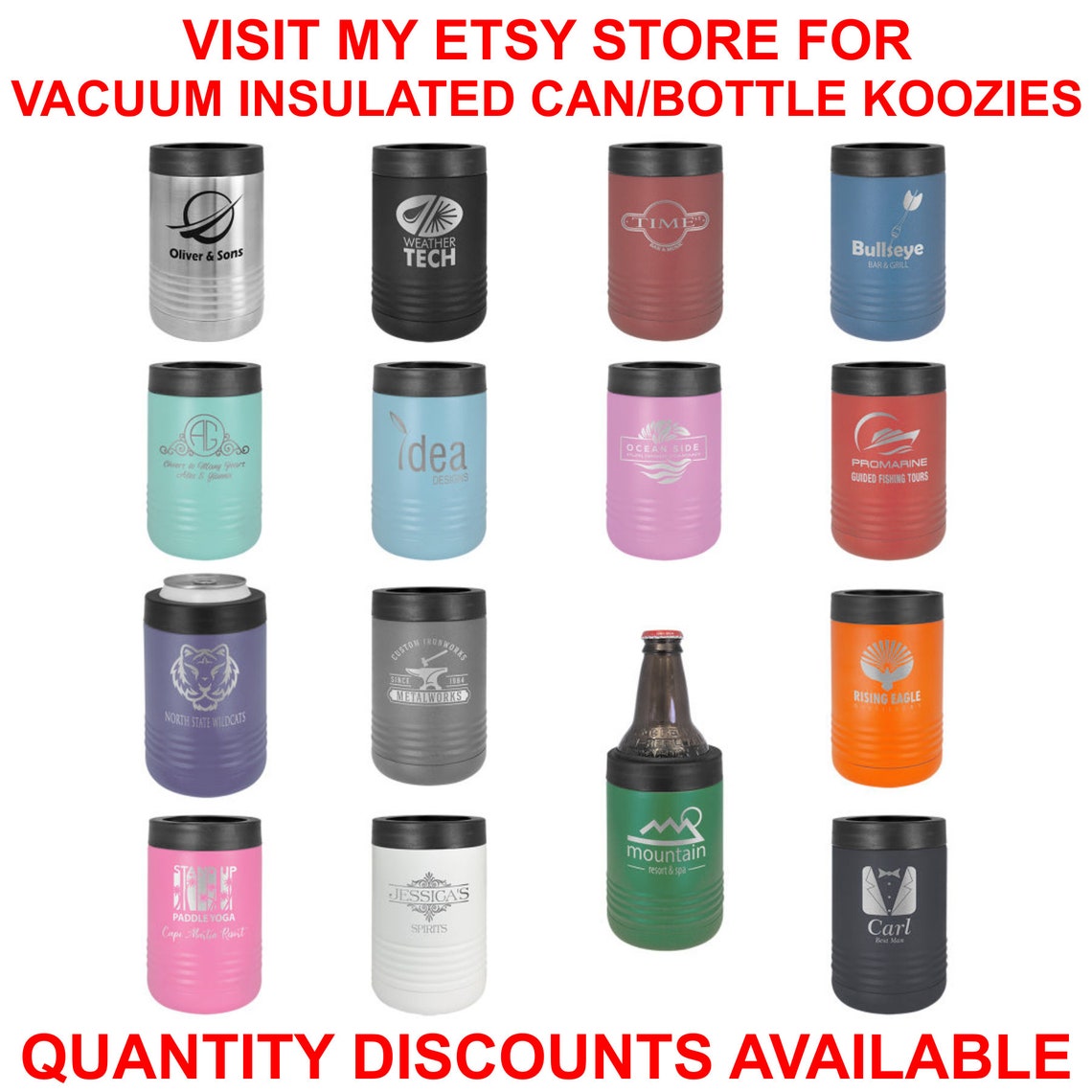 Personalized Vacuum Insulated Can Koozies Custom Engraved Etsy