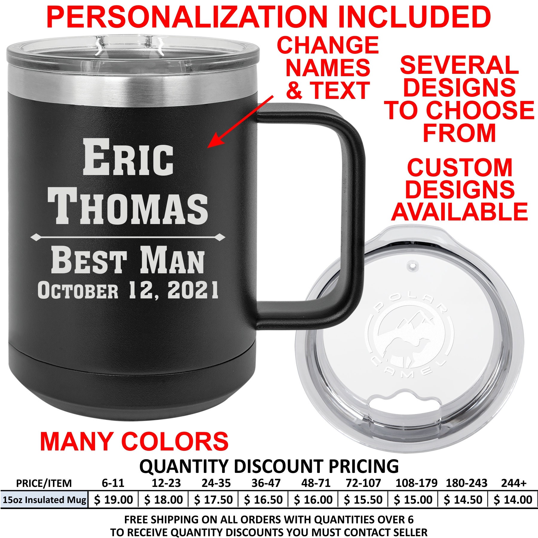 Personalized Vacuum Insulated Coffee Mugs Custom Engraved Etsy