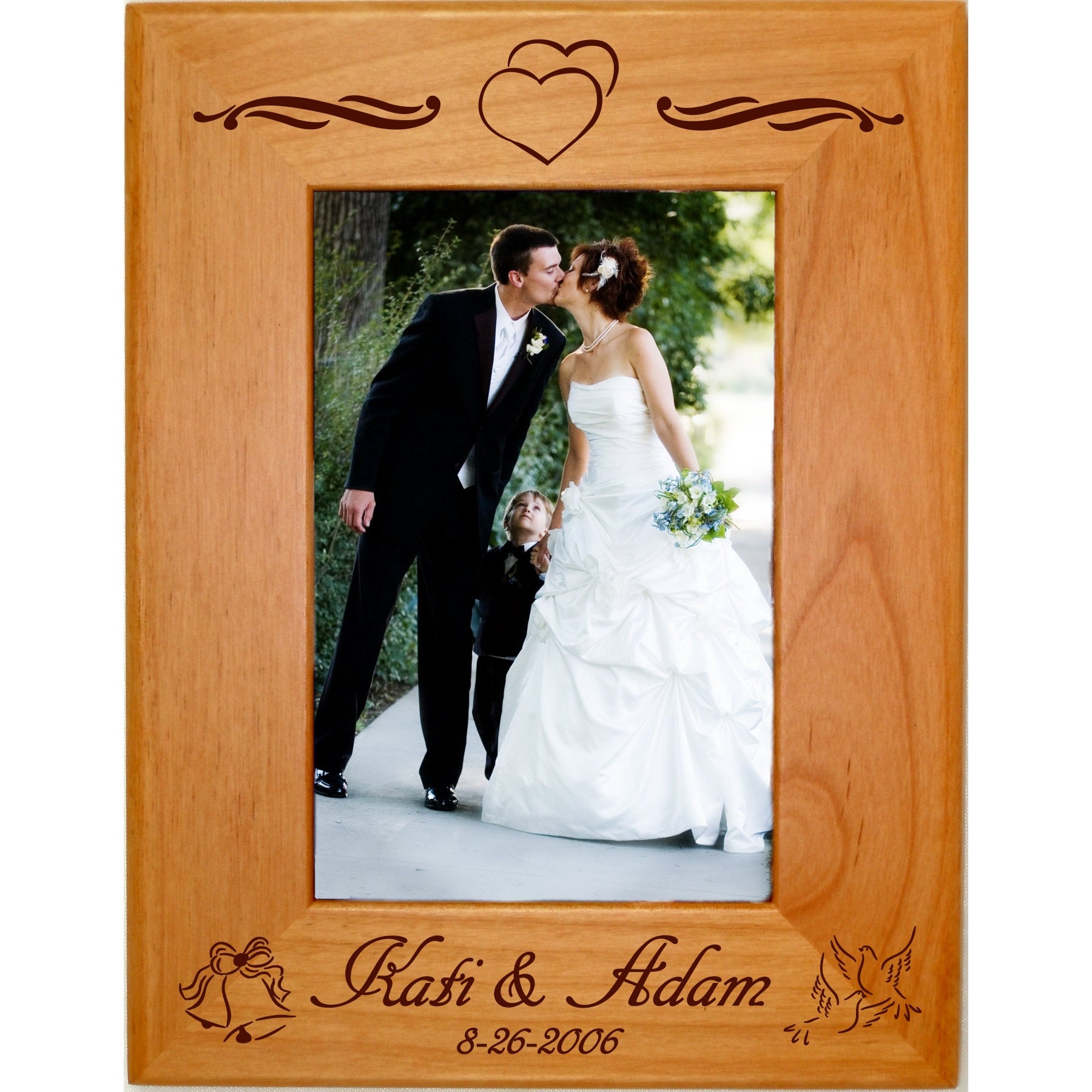 Personalized Wedding Wood Picture Frame Custom Engraved Etsy