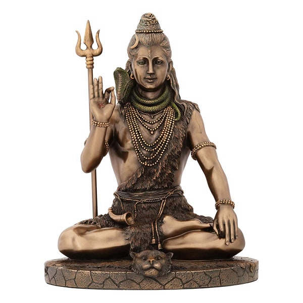 10 pouces Lord Shiva Statue, Shiv Siva, Mahadev, Rudra, Shankara, Adiyogi, Dieu hindou de la méditation, Yoga, Temps, Arts,