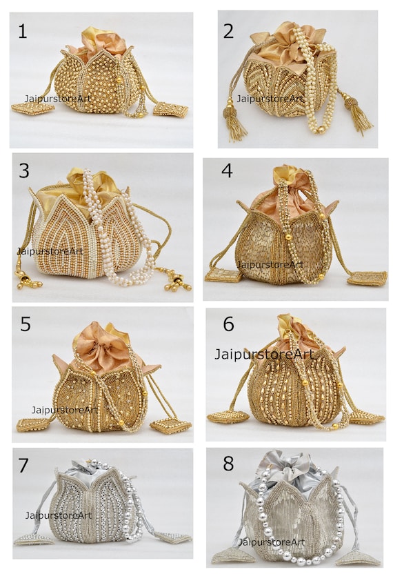Red Potli Bag - Wedding Purse & Handbag for Indian Bride | Potli bags, Bridal  bag, Drawstring bag pattern