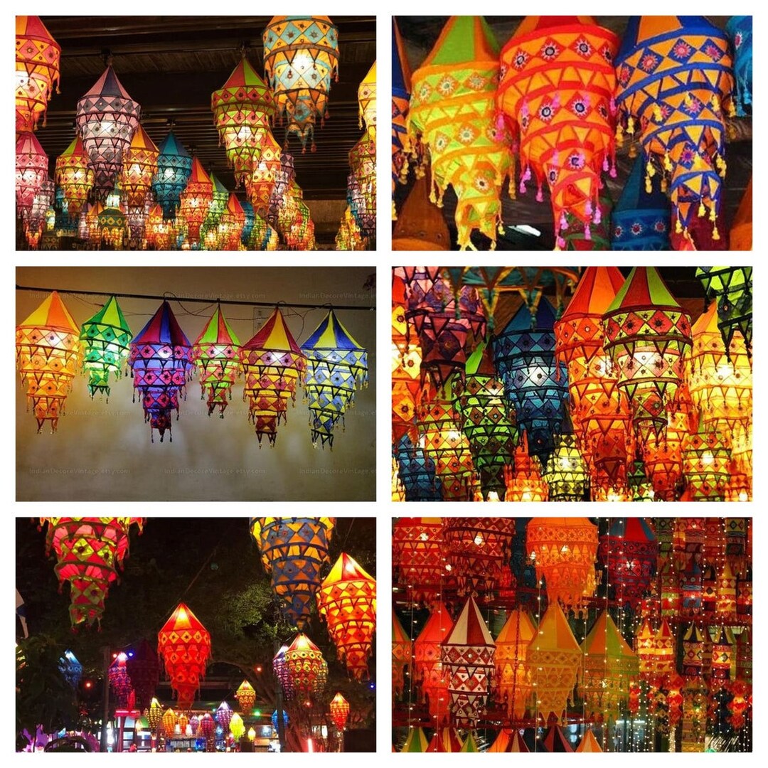 100 Pcs of Cotton Fabric Lampshades Indian Wedding Decor Lanterns
