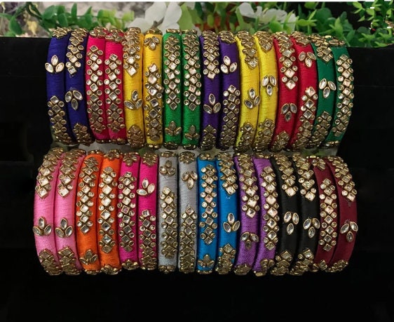 Indian Silk Thread Bangles, Kundan Bangle, Wedding Bracelets, Bollywood  Bracelet, Pakistani Braclet, Hippie Jewelry, Bridal Kangan, Glass Bangals