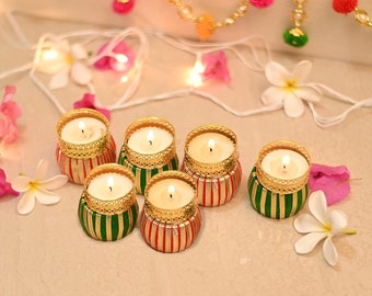 100 Pcs Multi Color Tea Light Holders, Diwali Decor, Handmade Diyas, Diwali Gift, Home Decor, Candle Holders, Tealight Holder, Table Top