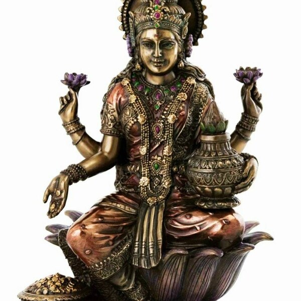 Statue de la déesse Lakshmi de 8 pouces, statue de la déesse Laxmi, assise de Lakshmi. Déesse hindoue de la richesse, de l’abondance, de la bonne fortune, de la fertilité et de la prospérité
