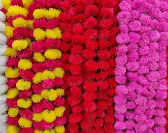 100 Pc Wholesale Lot Artificial Marigold Flower Decor Garlands Vine Wedding Indian Event Decoration Flowers Strings Mehndi Decorations