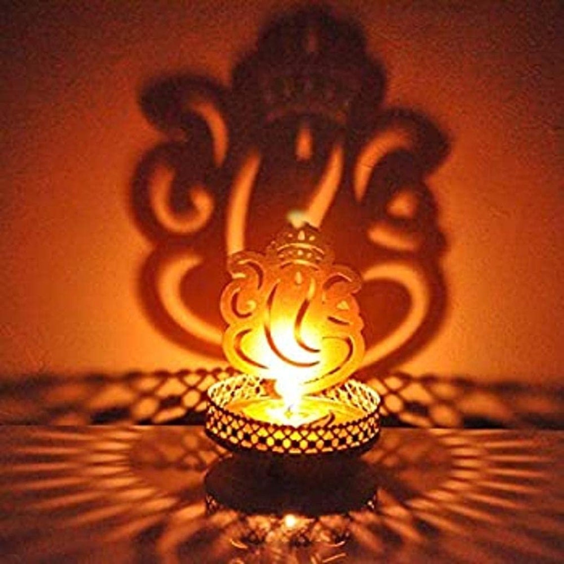 Shadow Ganesha Candle Holder Housewarming Favor Diwali Puja Etsy