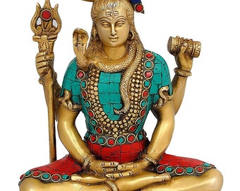 8" Shiva Statue, Lord Shiva Statue, Mahadev, Trishul, Trident, Hindu God, Indian Arts, Hindu Gifts, Brass Statue, Shiv Sanker, Altar Decor