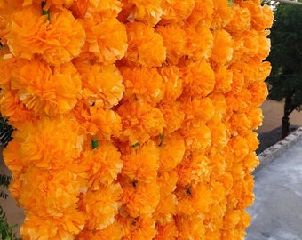 Wholesale Lot Artificial Mango Marigold Flower decor Garlands Vine Wedding Indian Event Decoration Flowers Strings Mehndi Decorations