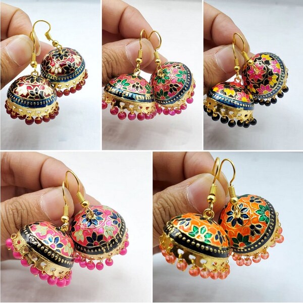 Assorted 100 PC Lot Of Meenakari Earrings Indian Jhumka Jewelry Wedding Favor Bridesmaid Gifts Mehndi Sangeet Ceremony Gifts For Guests