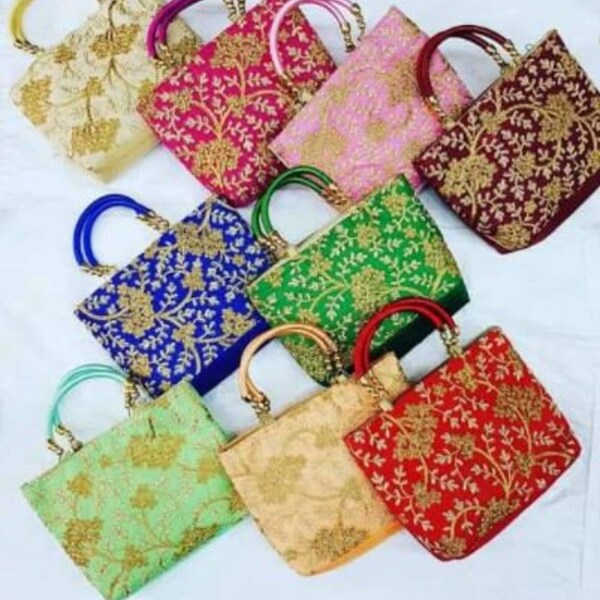 Wholesale Lot Of 100 Indian Handmade Women's Embroidered Handbag, Wedding Favor, Return Gift, Birthday Gift, Bridesmaid Gifts