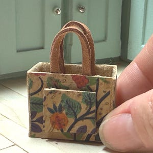 1:12 Scale Miniature Cork Fabric Purse | Dollhouse Accessories | Handmade Tiny Bag | Realistic Dollhouse Fashion | Mini Bag Decor