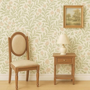 Victorian Floral Dollhouse Wallpaper Printable – 1:12 Scale Miniature Floor or Wall – PDF & PNG – Seamless Vintage Cottage Pattern PRINTABLE