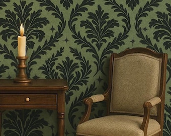 Gothic Damask Wallpaper — 1:12 Scale Dollhouse Printable | Witchy Victorian Halloween Miniature Wall Sheet PRINTABLE