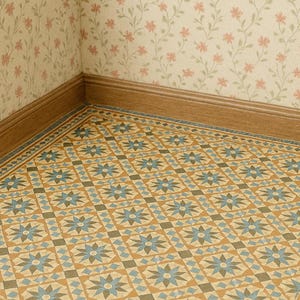 Printable Victorian Tile Floor – 1:12 Scale Miniature Flooring for Dollhouses & Dioramas – Digital Download, Seamless Vintage Pattern