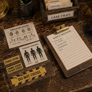 Dollhouse Miniature Crime Scene Printable | 1:12 Scale Police Files & Investigation Props image 1