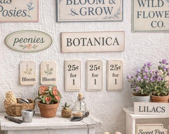 Dollhouse Miniature Flower Shop Signs Printable | 1:12 Scale Garden & Floral Shop Ephemera (Printable)