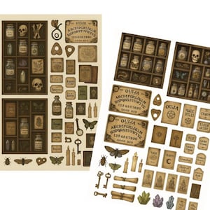 Dollhouse Miniature Witch Apothecary Ephemera Set – 1:12 Scale (PNG + PDF)