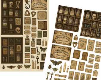 Puppenhaus Miniatur Hexe Apotheker Ephemera Set - Maßstab 1:12 (PNG + PDF)