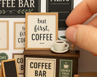 Miniature Coffee Shop Sign Printable - 1:12 Scale Dollhouse Decor (Digital Download)