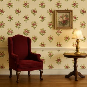 Victorian Floral Dollhouse Wallpaper 1:12 Scale Miniature Parlour or Bedroom Wall Printable Digital Download PRINTABLE Victorian Wallpaper