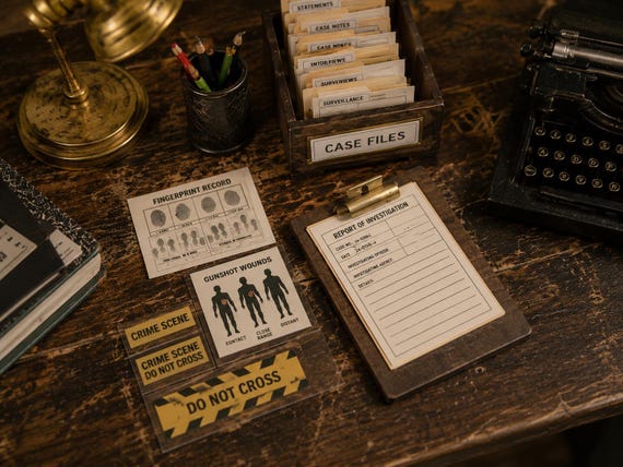 Dollhouse Miniature Crime Scene Printable | 1:12 Scale Police Files & Investigation Props