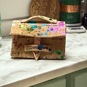 1:12 Scale Miniature Cork Fabric Purse | Dollhouse Accessories | Handmade Tiny Bag | Realistic Dollhouse Fashion | Mini Bag Decor