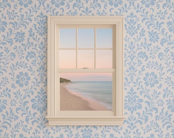 Dollhouse Beach Scene Window Print - 1:12 Scale Miniature Backdrop (PDF & PNG Files