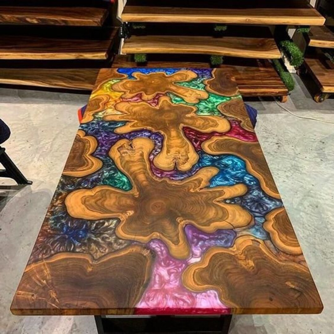 Multi Color Resin Epoxy Table Luxury Dining Table Custom Etsy