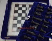 Personalized (Engraving) Marble Chess, White Black Marble Chess Set Pieces, Hand Carved Stone Unique Chess Set Gift for Dad