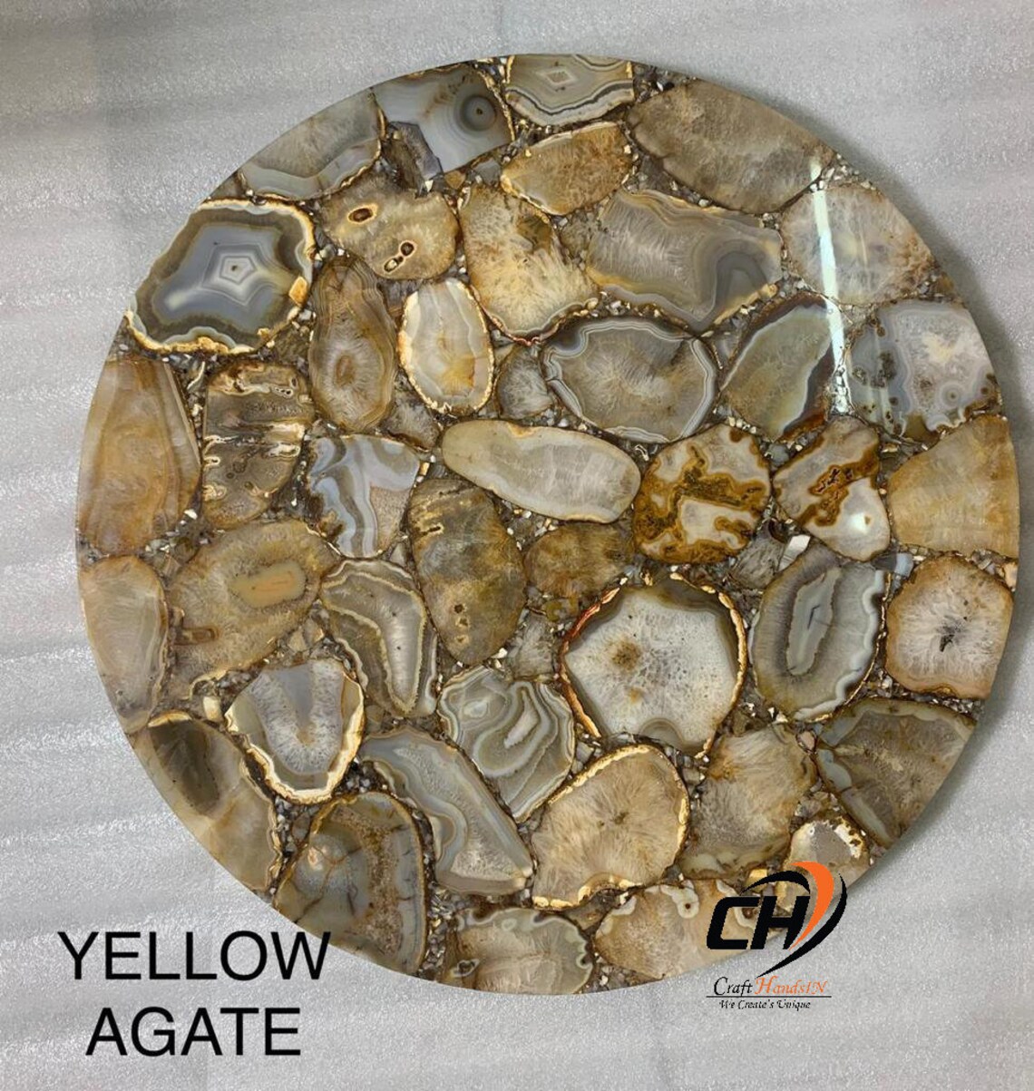 Agate Table Top Round Table Natural Agate Table Agate Stone Etsy