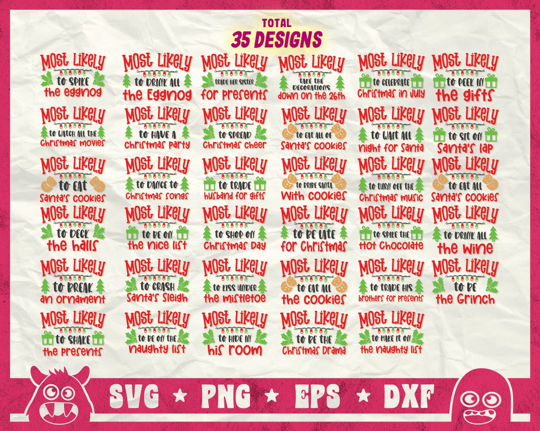 Most Likely to Christmas Bundle Svg Most Likely Svg Family  Etsy UK
