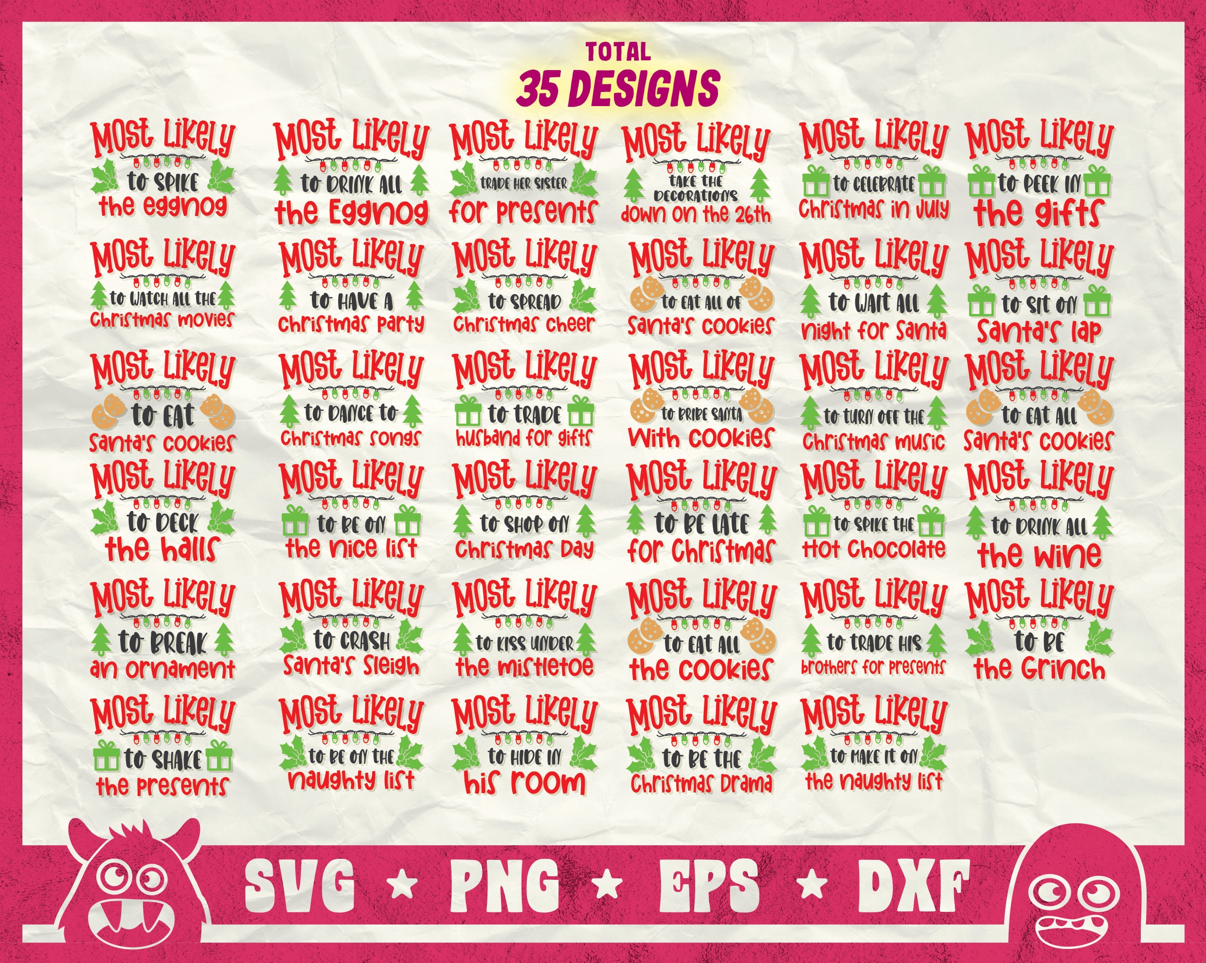 Most Likely to Christmas Bundle Svg Most Likely Svg Family - Etsy