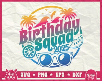 Birthday Squad Svg, Girls Trip Birthday Shirts, Birthday Gang Svg, Birthday Trip Svg, Beach Birthday Party Svg, Png, Cricut, Sublimation