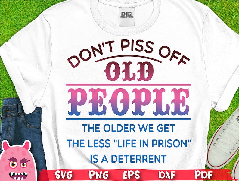 Women's Don't Piss Off Old People Sweatshirt - Vintage Crewneck Long Sleeve Graphic Sweater - View #12