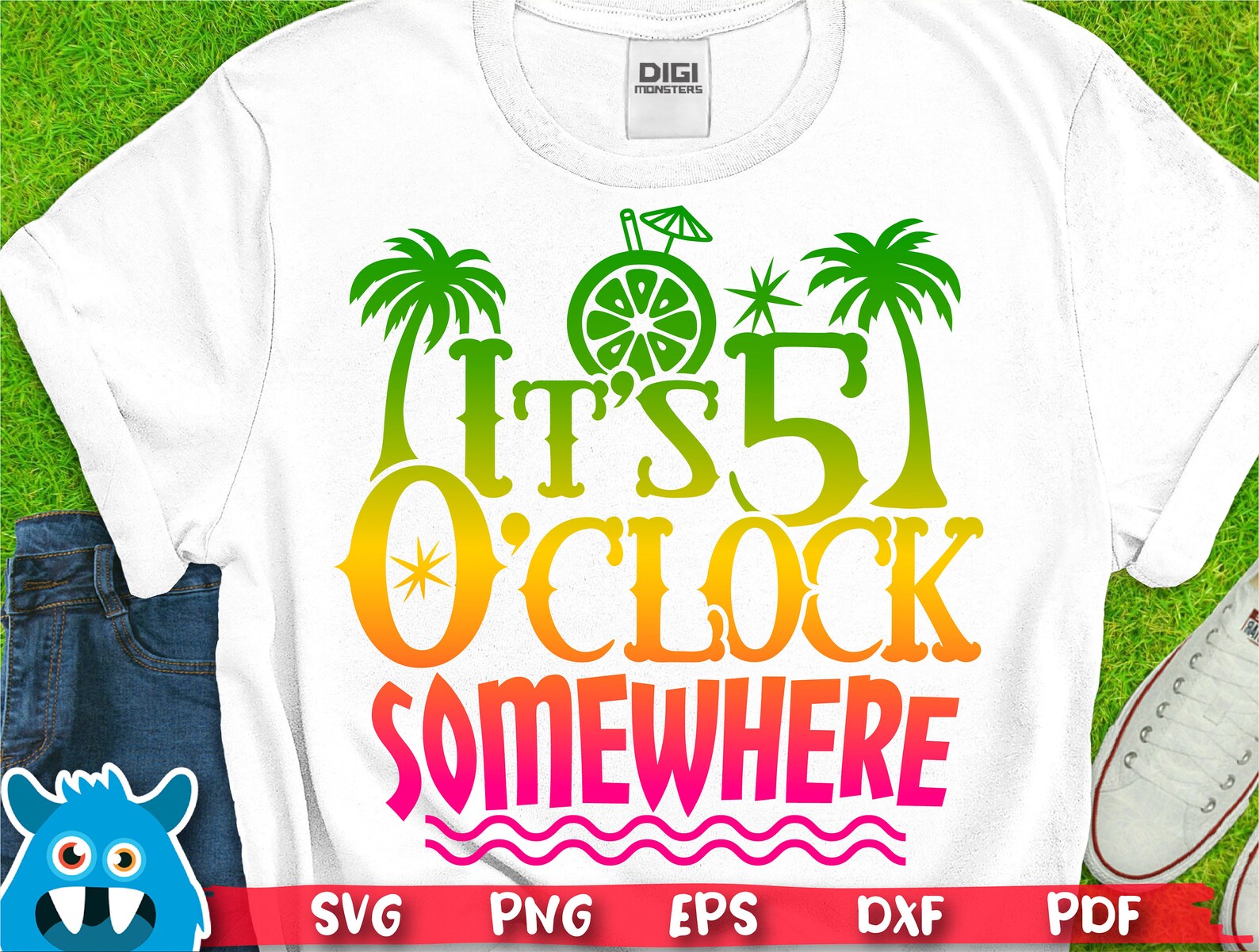 It's 5 o'clock Somewhere Svg Beach Clock Svg Beach Etsy
